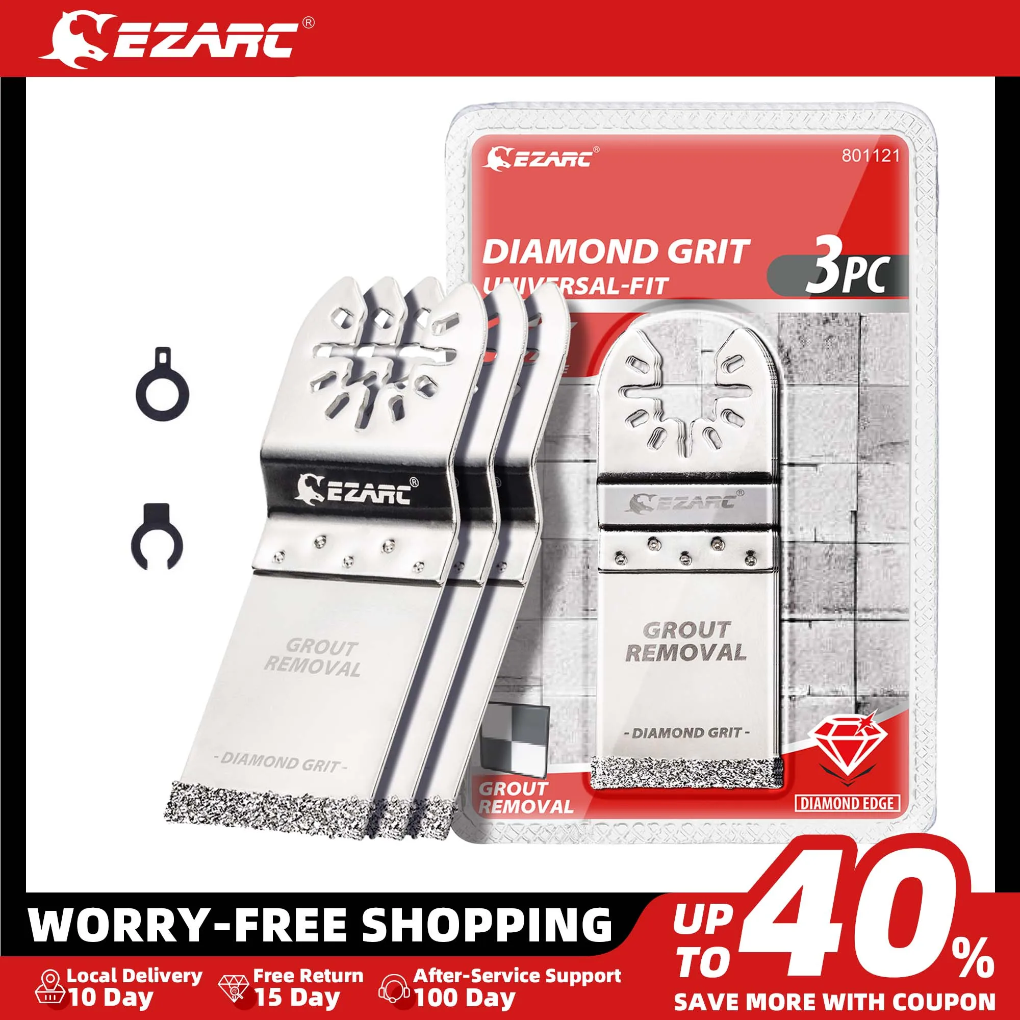 Ezarc Diamant Oscillerende Tool Flush Zaagblad Multi Tool Zaagbladen Voor Mortel Snijden Grout Verwijderen En Zachte Tegel Cut 3Pcs