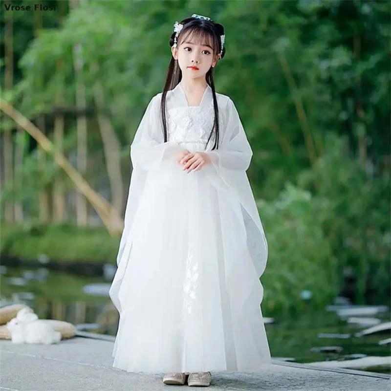 New 2024 Chinese hanfu dress girls ancient hanfu children Carnival Halloween cosplay costume colorful hanfu dress for girls kids