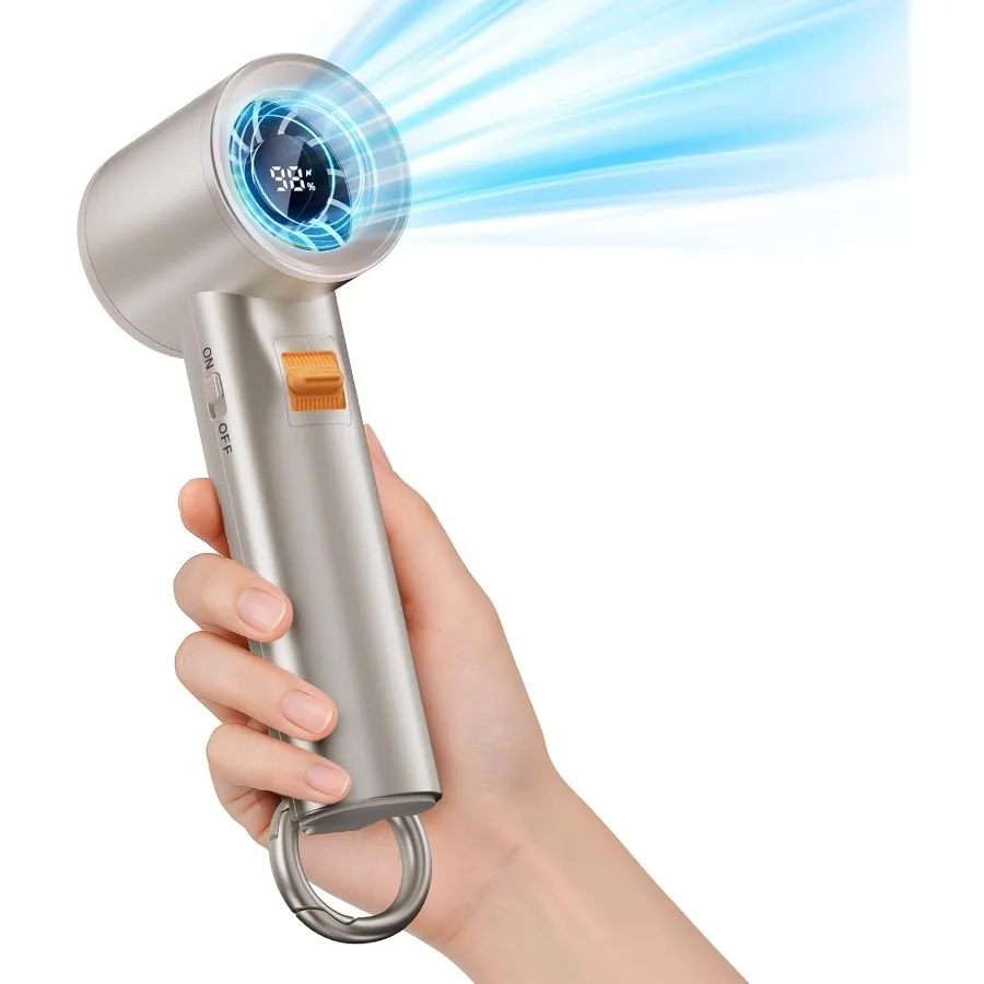 

Портативный ручной турбовентилятор для улицы, 5000 мАч, мини-ручной персональный карманный вентилятор для мощного воздушного потока, 20 часов, 100 скоростей, Adj