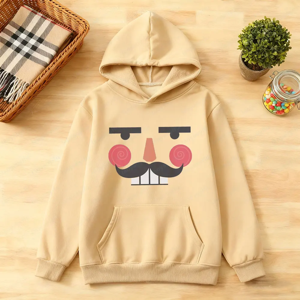 Einzigartige Nussknacker-Gesicht Hoodies Cooles Spielzeug Soldat Weihnachtskleidung Familienurlaub Sweatshirt Männer Frauen Unisex Casual Streetwear
