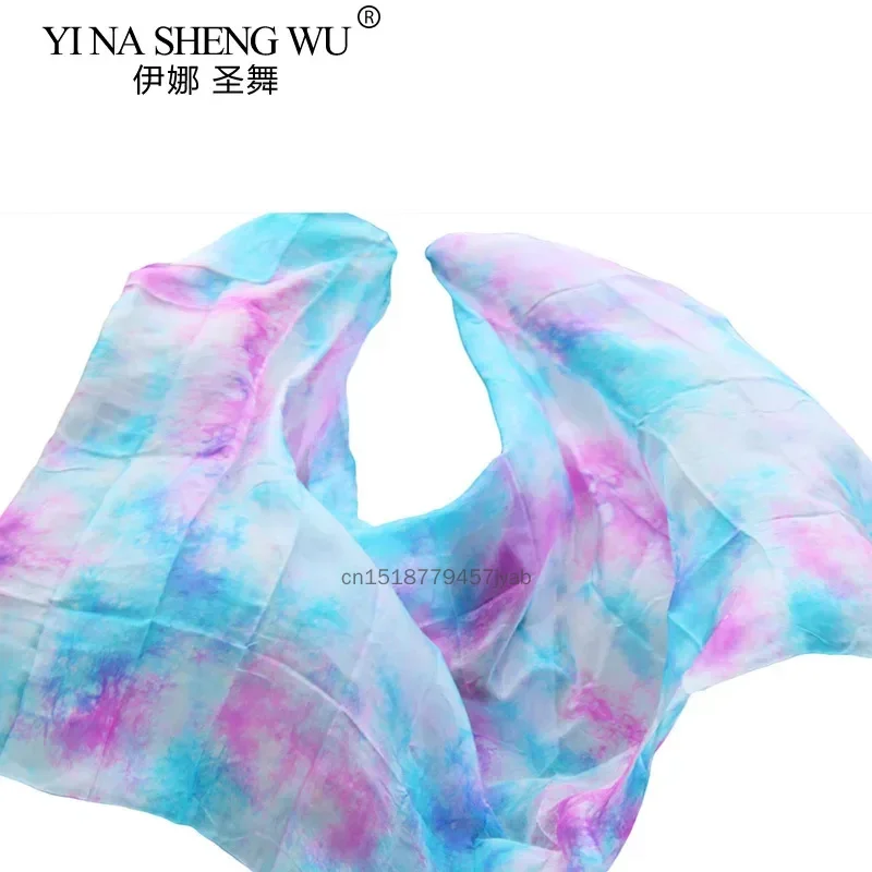 Belly Dance Accessories Pure Real Silk Veil Fabric Scarf For Stage Performance and Dance Practice Hand Dyed Gradient Color Veil