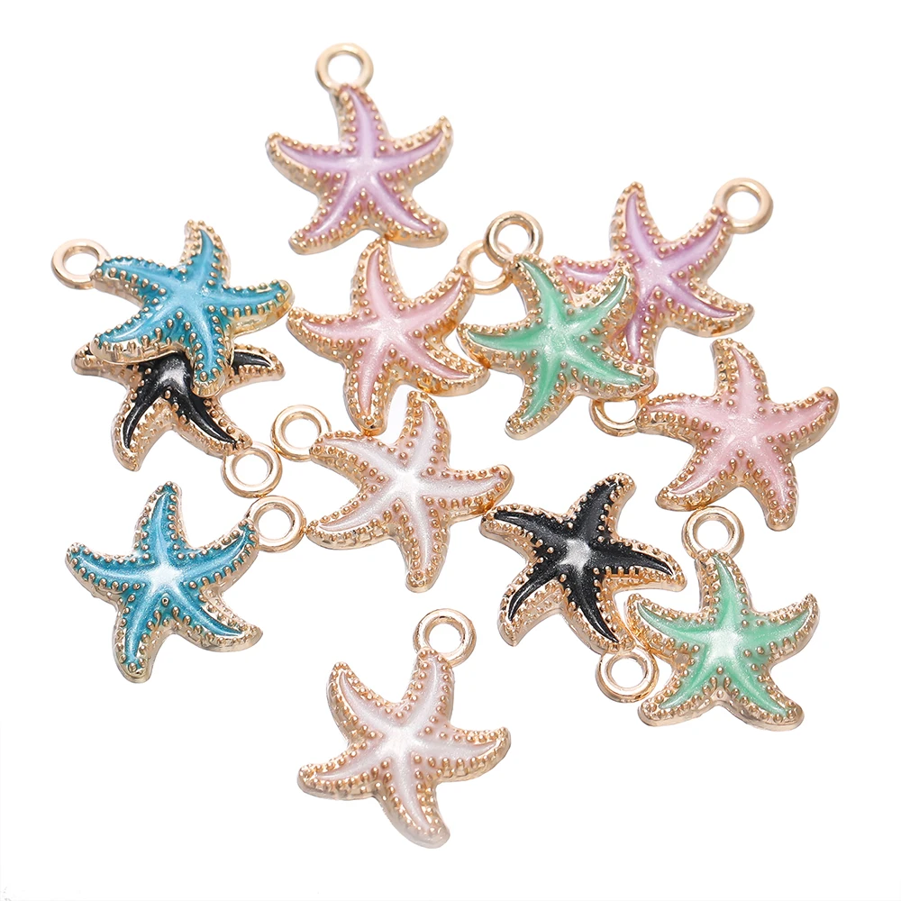 10pcs/lot Starfish Charms Pendants For DIY Crafting Anklet Bracelet Necklace Jewelry Making Accessories Supplies Handmade