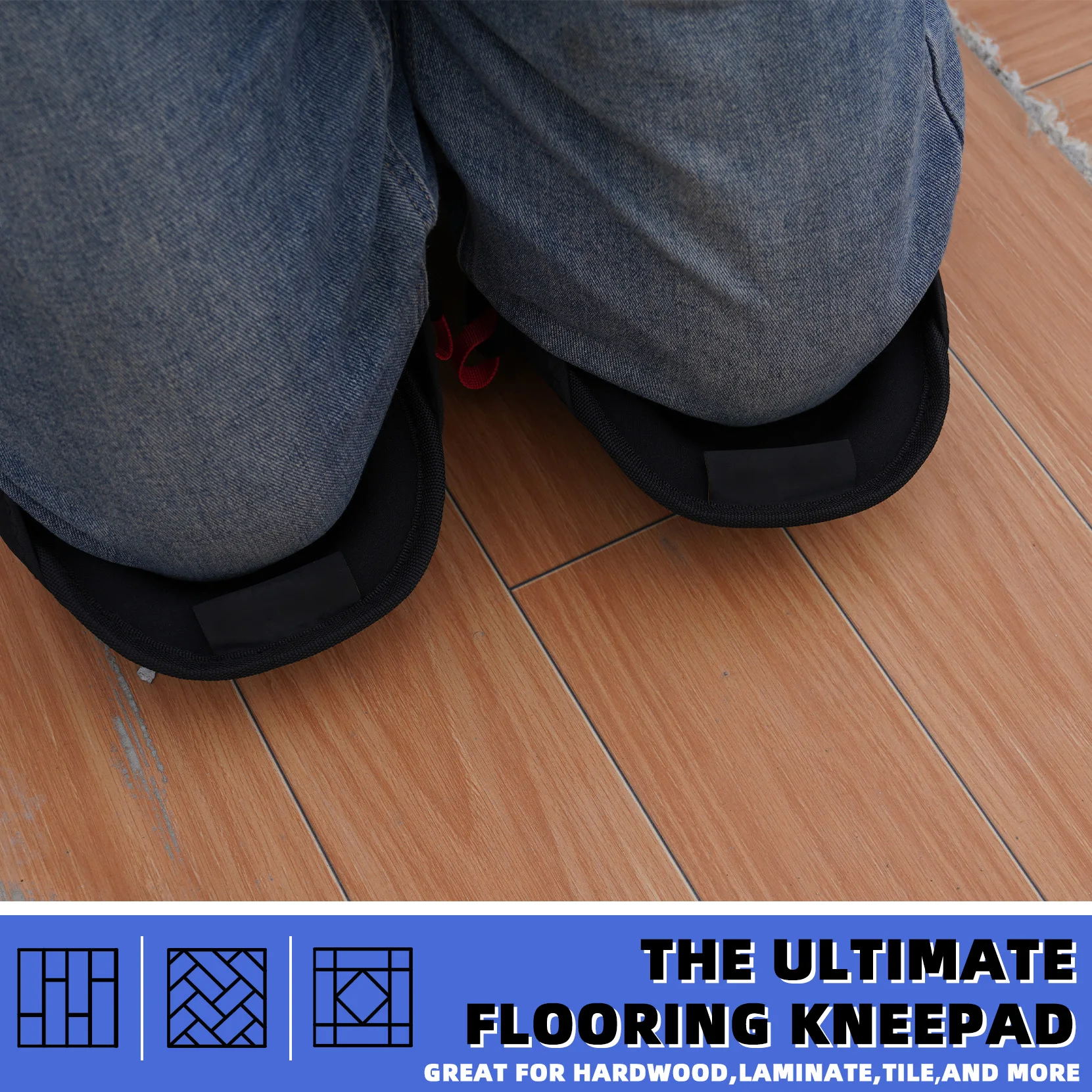 Ginocchiere MELOTOUGH con cinghie regolabili, ginocchiere per lavoro, ginocchiere durevoli, ginocchiere in Gel.