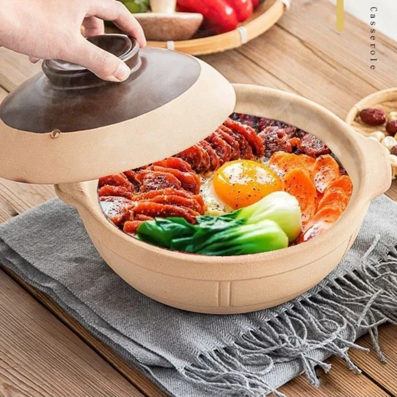 Ceramic Material Casserole High Temperature Resistant Household Open Flame Pregnant Woman Stew Pot for Soup and Porridge