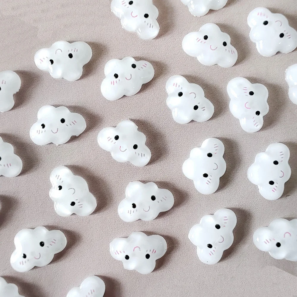 10pcs White Cloud Nail Resin Art Charms 3D Cartoon Bear Candy Star Bunny Nail Decoration Jewelry DIY Kawaii Nail Art Parts