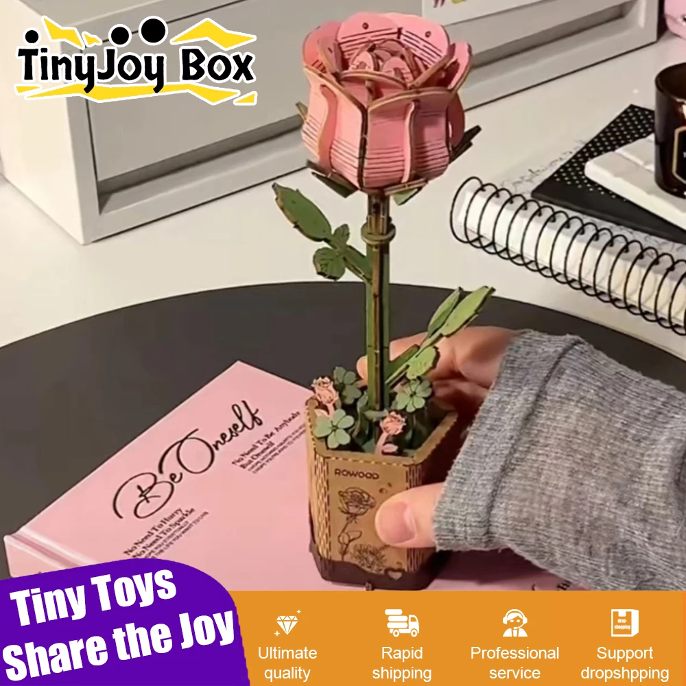 

3D деревянная головоломка, цветы, строительный блок, букет, наборы моделей для рукоделия, вечный цветок, романтические игрушки «сделай сам», подарки для подруги на день рождения