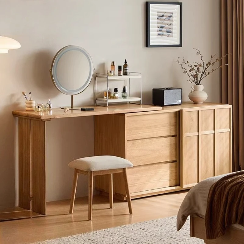 

All solid wood dresser retractable makeup table vanitys Dressing table Makeup vanity dressers desk Toiletries Bedroom Furniture