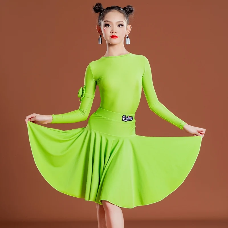 Wiele kolorów children's National Standard sukienka do tańca towarzyskiego Girls Competition Latin Dance Dance Dress Kids 8860