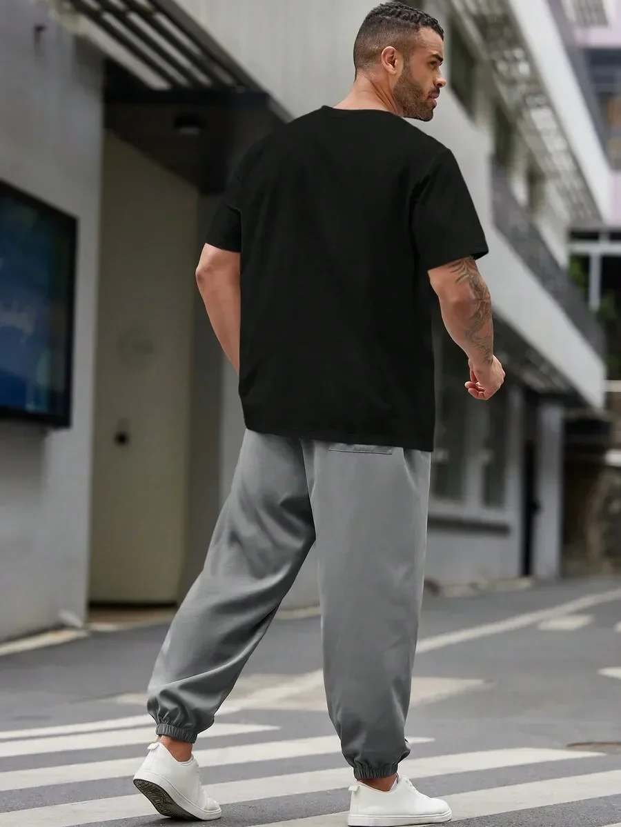 

Mens Casual Short Sleeve T-Shirt And Jogger Pants Set Summer Outfit
