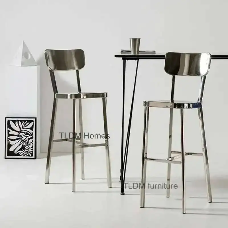 

Minimalist Design Chairs Stainless Steel Bar Italian Counter Metal Bar Stool Kitchen Restaurant Bar Furniture High Chairr l
