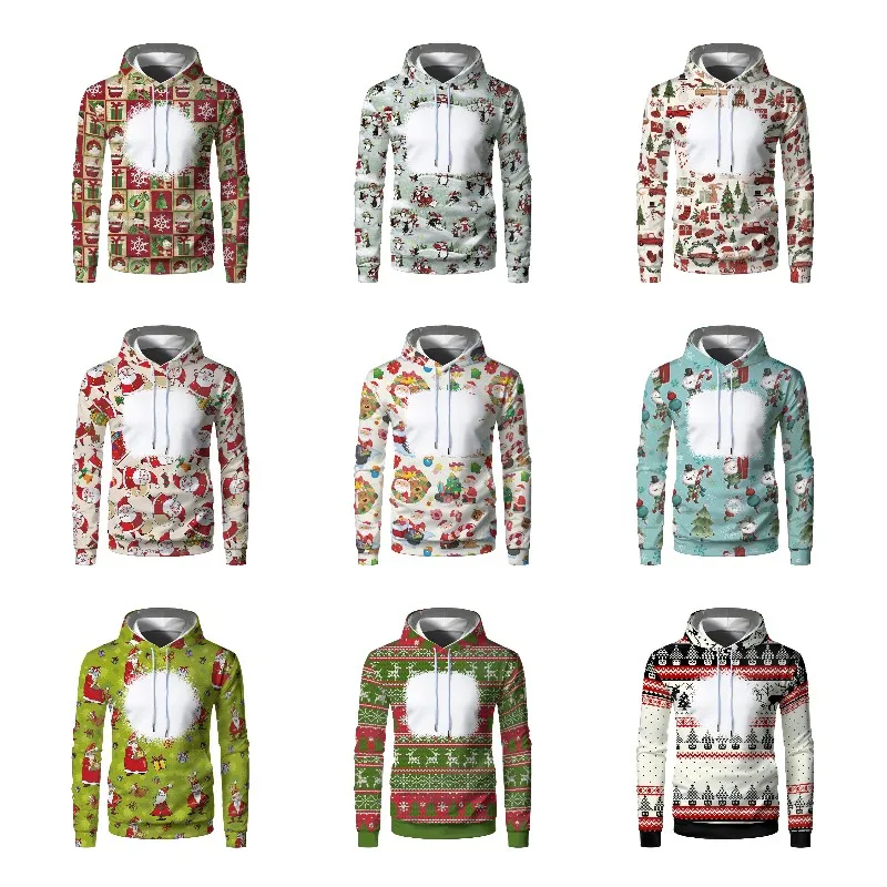 Tie Dye Hoodies For Christmas Oversize Sweatshirt Sublimation Blank Pullover Long Sleeved Xmas Clothes For Print Photo Logo