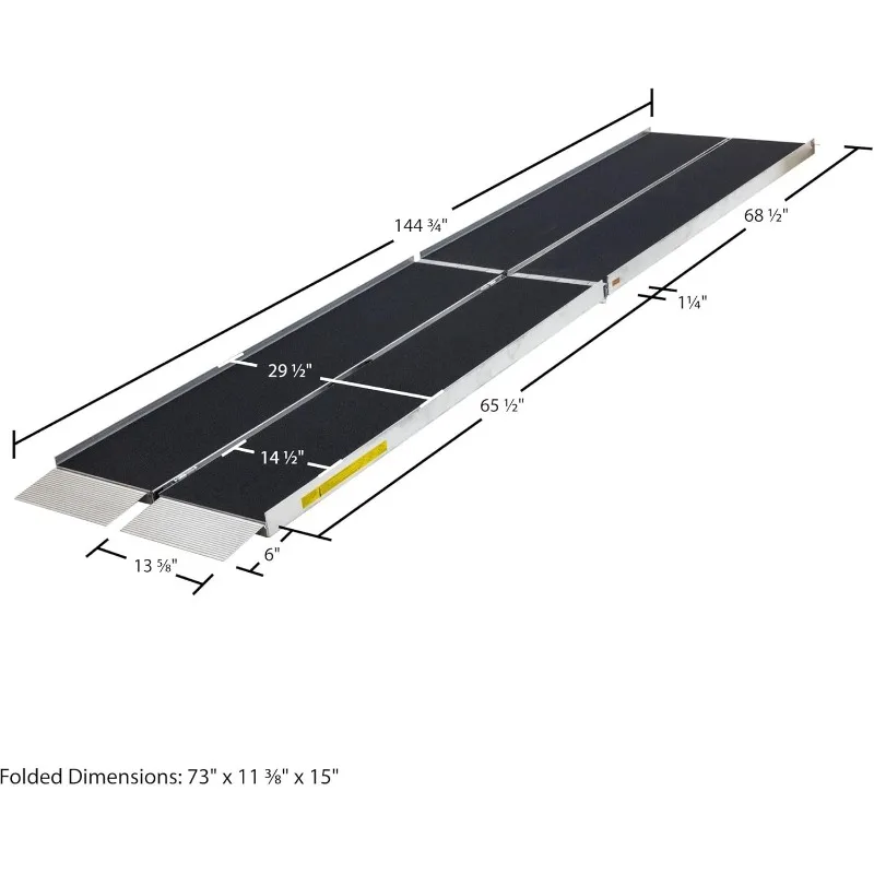 منحدر كرسي متحرك متعدد الطي من الألومنيوم مقاس 12 بوصة مع سطح معطف الحصباء -600 رطل. قدرة الوزن
