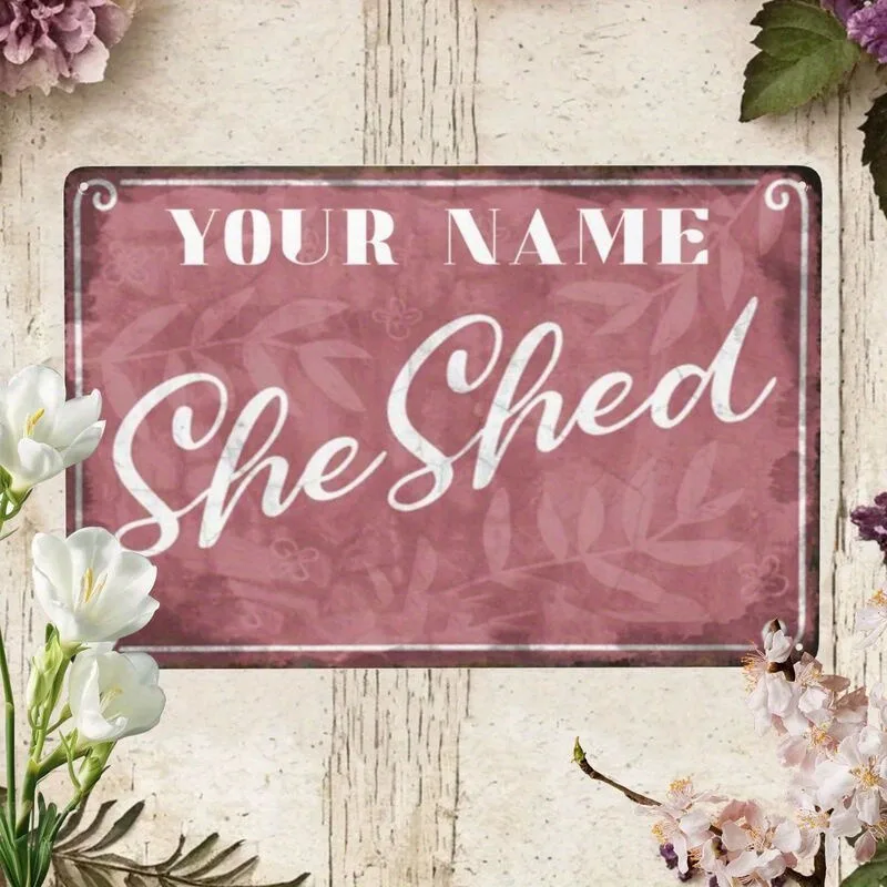 1pc 2D Flat Vintage Horizontal Farmhouse Floral Aluminum Plaque 8x12Inch 20.32x30.48cm, Personalized Custom‑Name‑Text Wall Sign