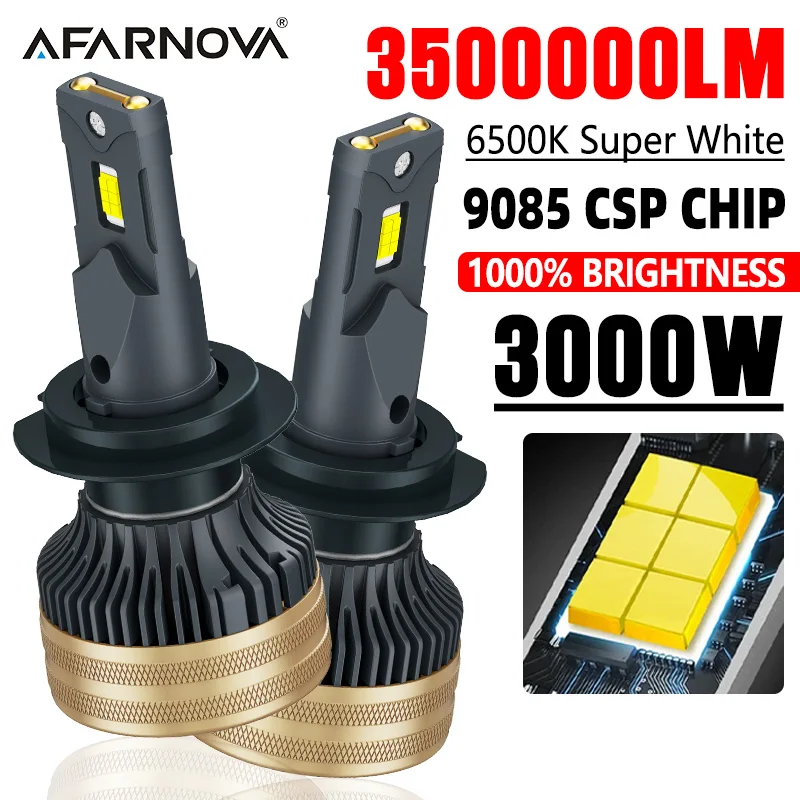 

3000W H7 H1 LED Headlight Bulbs Canbus H11 H8 H9 Super Decoding Turbo Auto Headlamps 12V 24V Car Lights 6500K Turbo Lamps