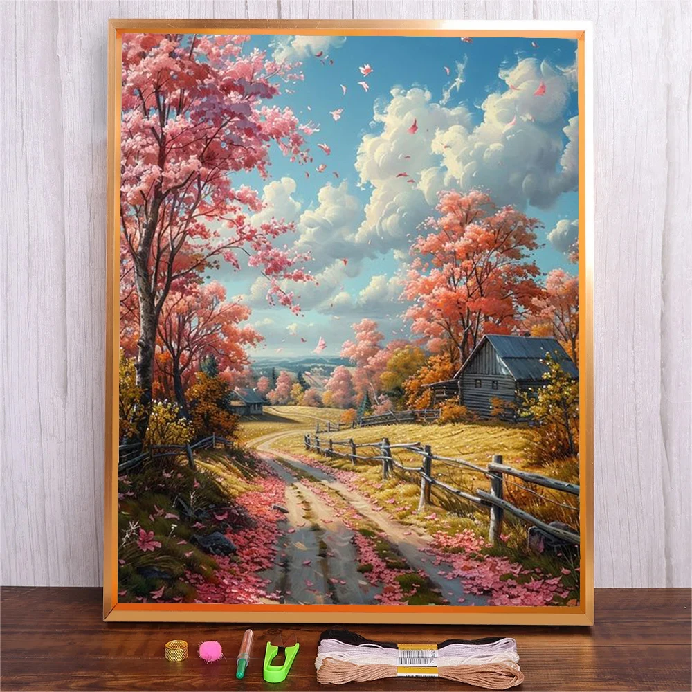 Adults Needlework Prints Canvas Cross Stitch Landscape Sets DIY Gift Home Decoration 11CT Full Cotton Thread Embroidery Kits