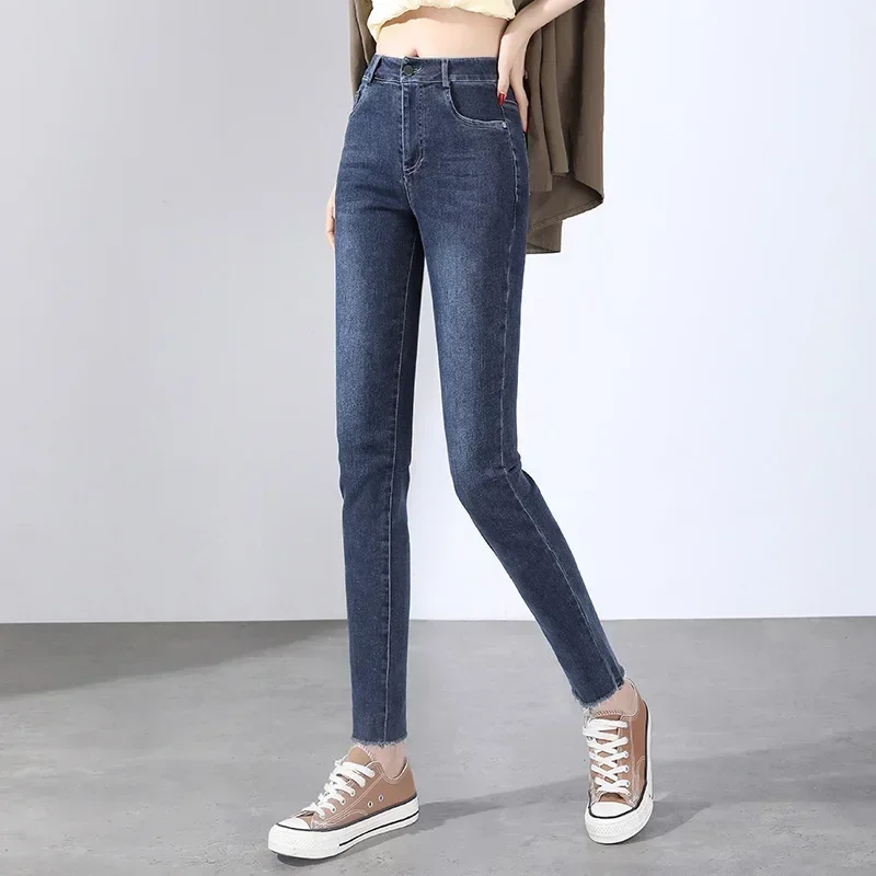 2024 New Woman Denim Pencil Pants Fashion Cotton Stretch Jeans High Waist Pants Women High Waist Jeans