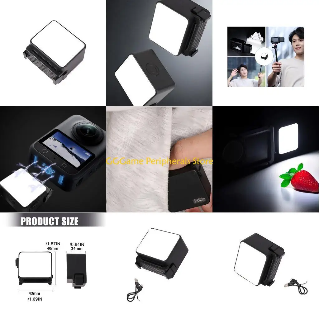 

U55B Portable Fill Light For Action Cameras 3 Brightness Setting Type C Rechargeable