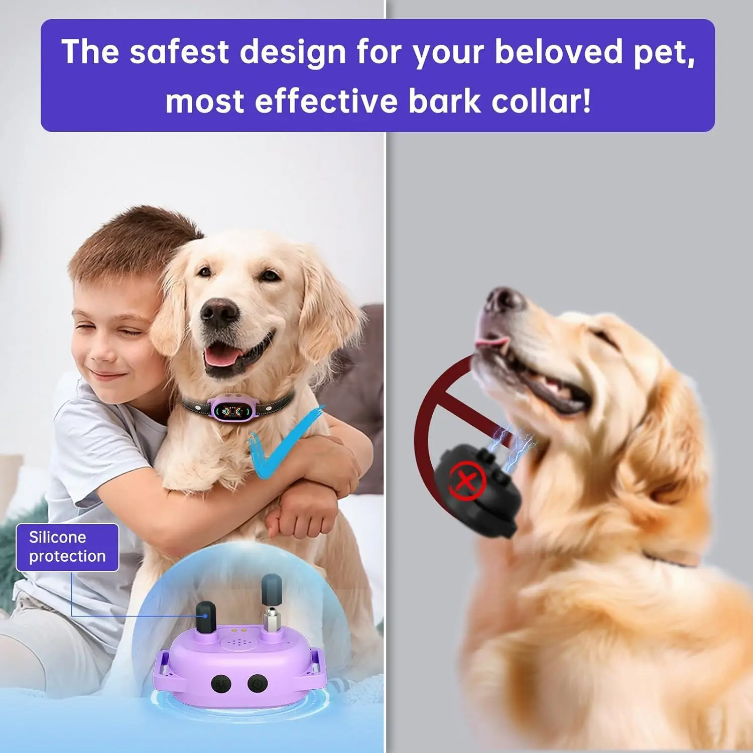

Smart Bark Control Dog Training Collar Rechargeable Waterproof Pet Trainer With 4 Sensitivity Beep Vibration Static electricity