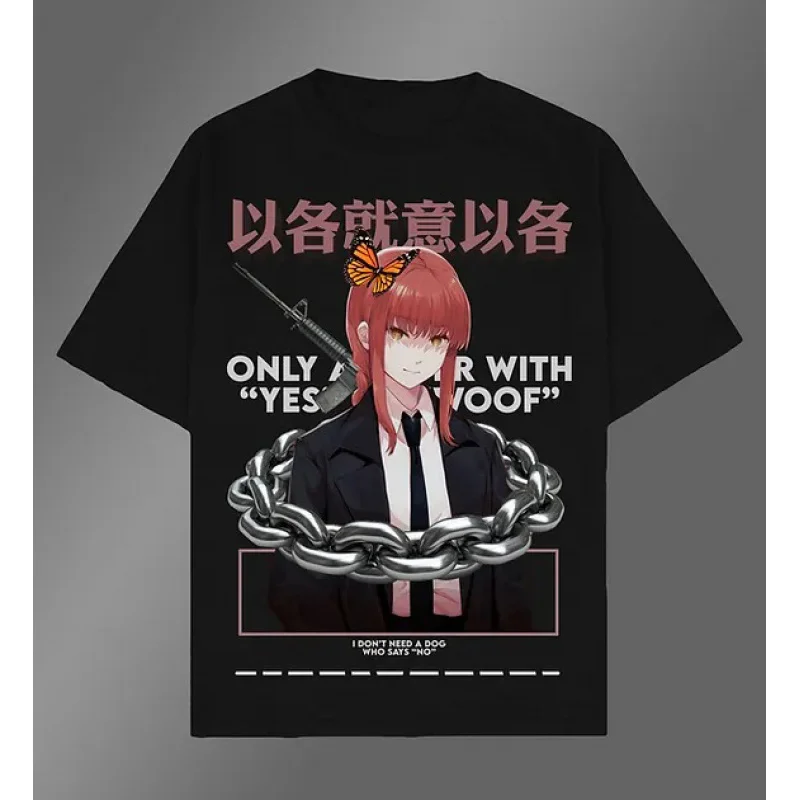 

Makima Chainsaw Man Horro Anime Gift t shirt DEVIL HUNTER Graphic Tee 100% cotton print clothing Y2K clothes Large size Tops