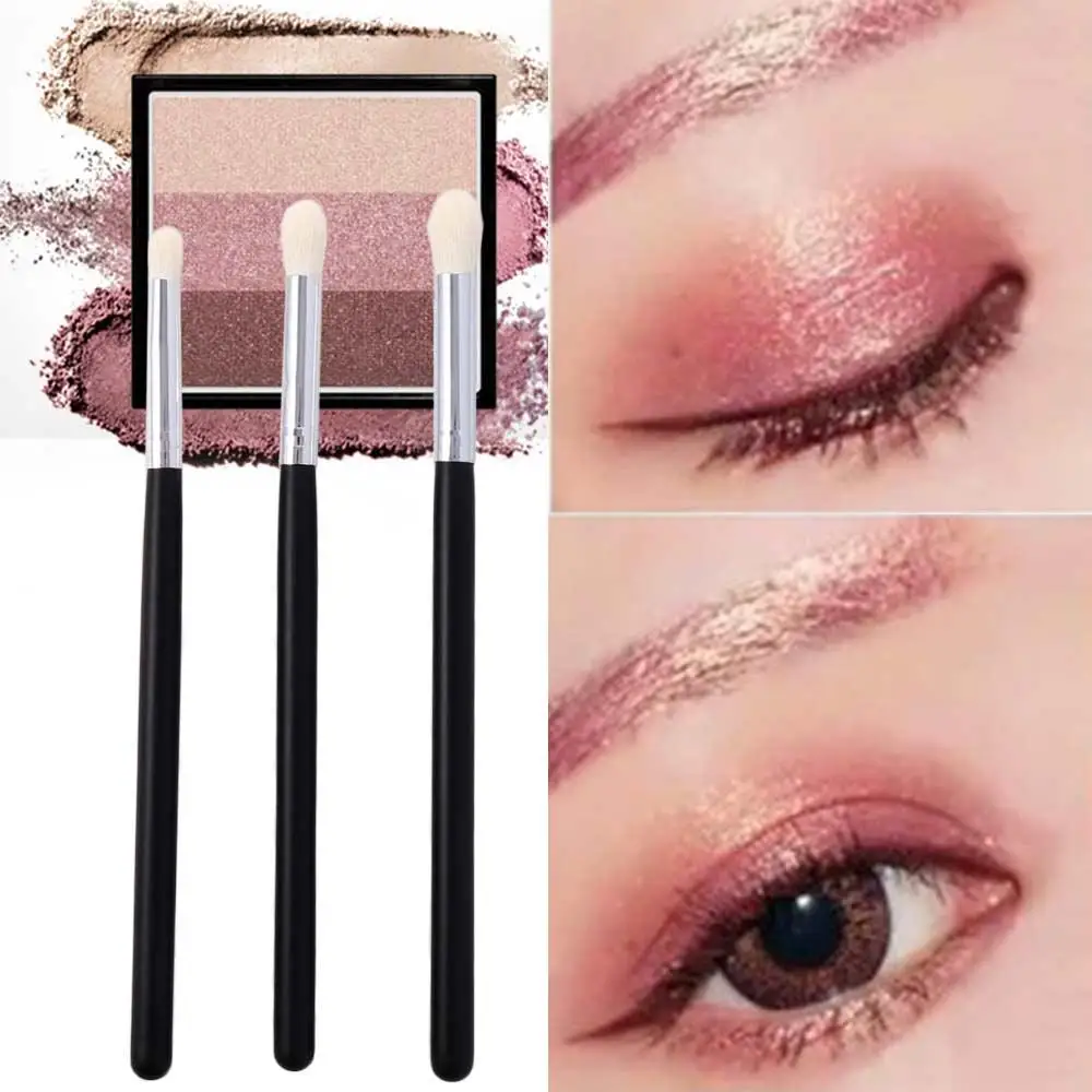 Brocha cosmética con mango ergonómico de madera, brocha cónica para difuminar ojos, Kabuki, sombra de ojos, pliegue, maquillaje, 3 piezas