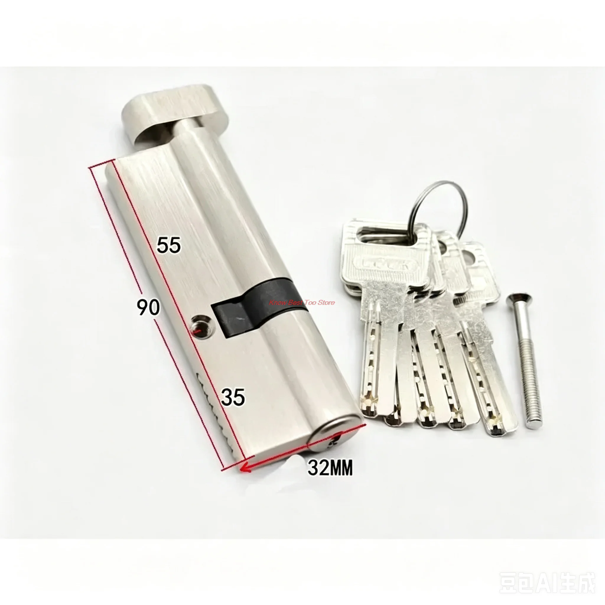 Cerradura de Seguridad Personalizada Especial, Cilindro de Latón Asimétrico Central con Perilla, Cerradura Excéntrica de Aleación de Aluminio para Puerta, Altura del Núcleo de 32 mm