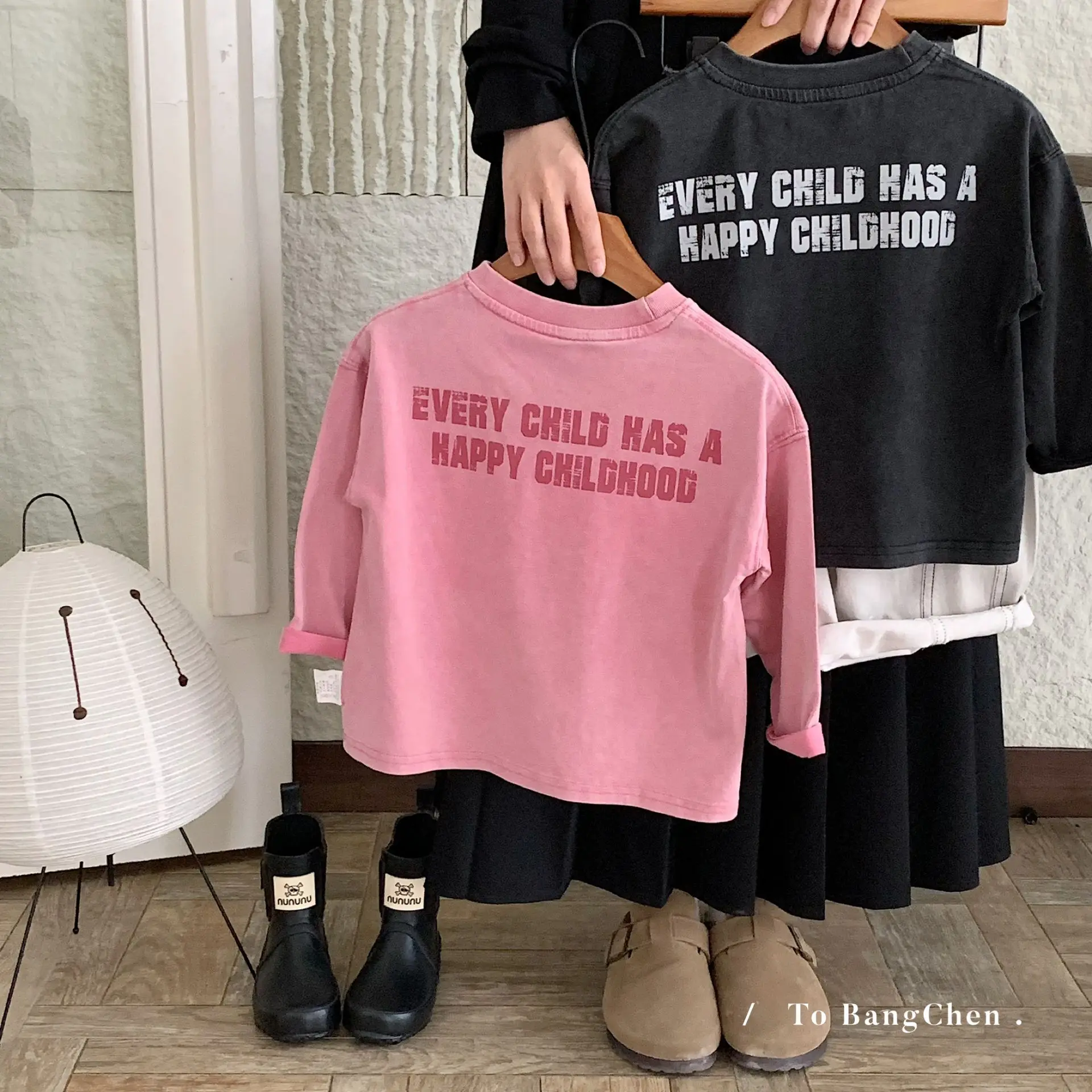 Children's Long sleeved T-shirt Spring and Autumn New Korean Boys and Girls' Letter Western Style Hoodie Top