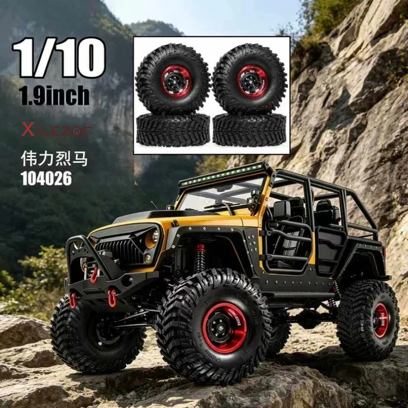 1.9‘’ Beadlock Metal Wheel Rim Hub Climbing Tires 120x44mm Adapter 12mm for 1/10 RC Model Car Crawler AXIAL SCX10III CJ7