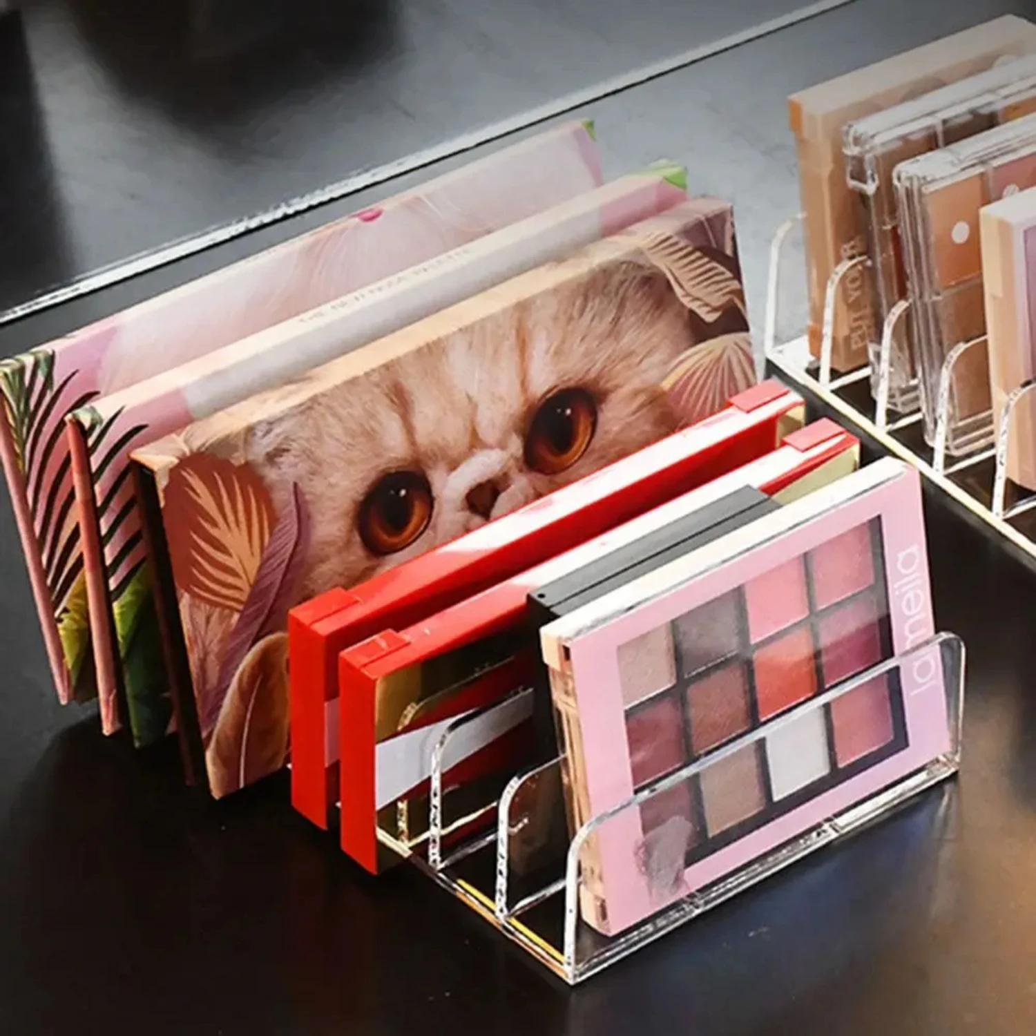 Fashionable Transparent Acrylic Space Eyeshadow Organizer Display Case - Simple Cosmetic Makeup Organizer for Bathroom