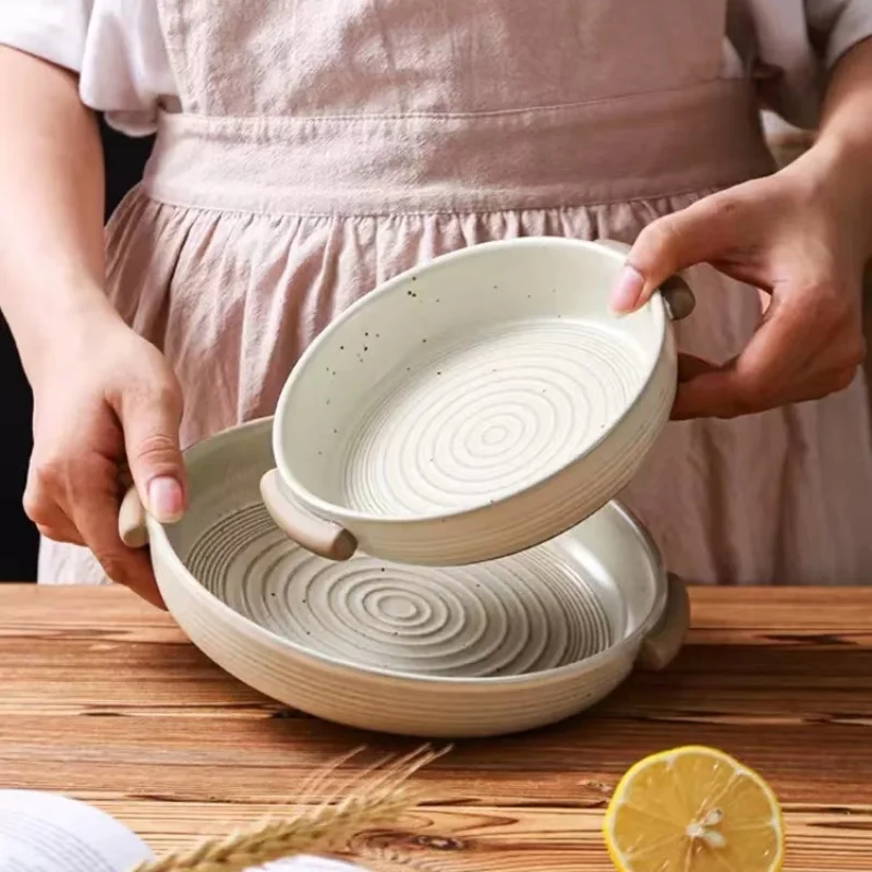 

Керамические тарелки, безопасные для микроволновой печи и посудомоечной машины с дверной ручкой, посуда для использования в домашней кухне ресторана, прочная обеденная тарелка