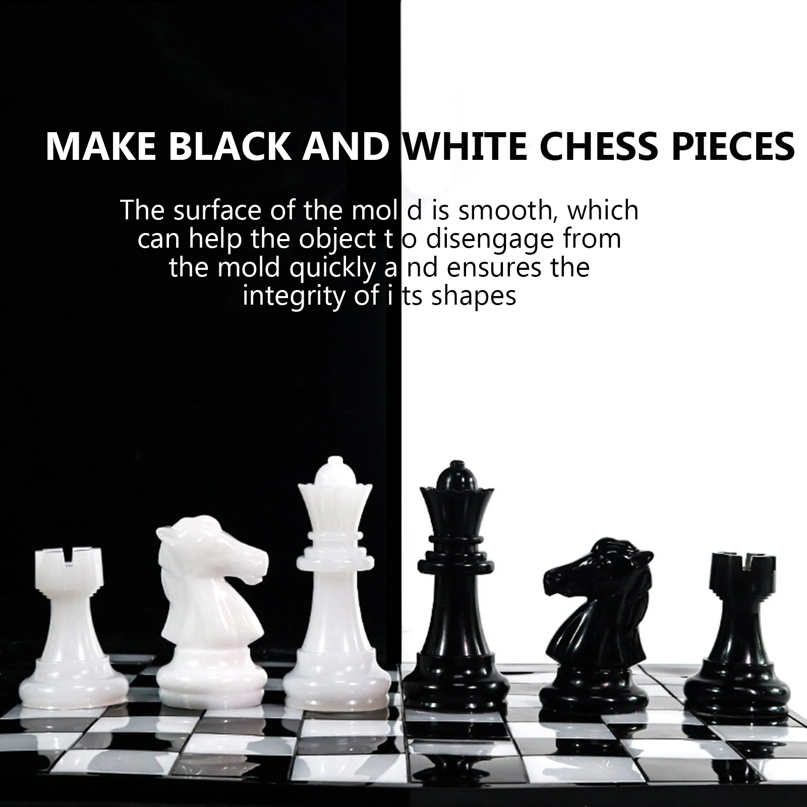 

1 set Oversized 3D Chess Mold Silica Gel Chessboard Epoxy Resin DIY Craft Supplies Flexible Reusable Pieces Black White Game Set