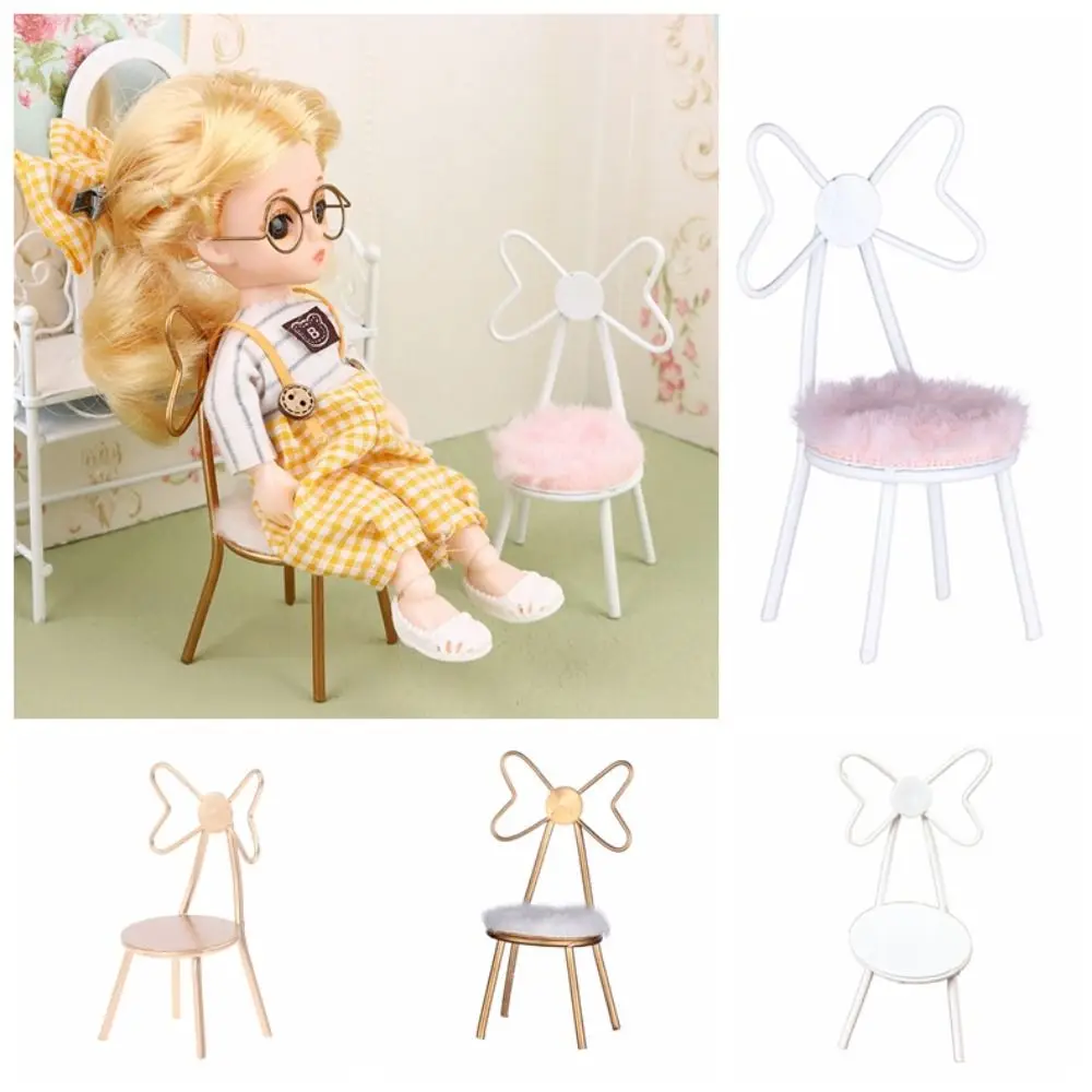 Butterfly Back 1:12 Dollhouse Chair Simulation with Plush Cushion Dollhouse Miniature Model DIY Craft Furniture