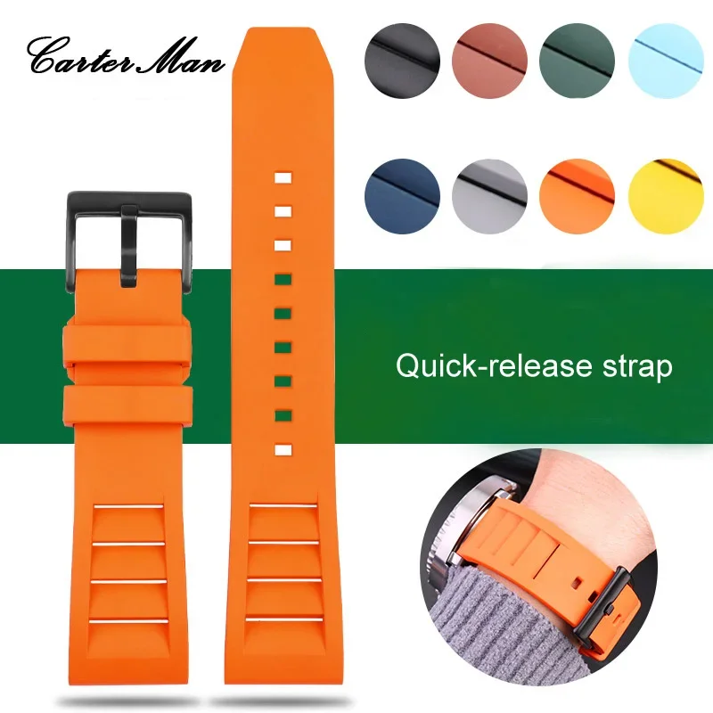 

High quality fluororubber watch strap, flat head, universal type, For Omega Seahorse Rolex Seiko Breitling watch strap 20mm 22mm