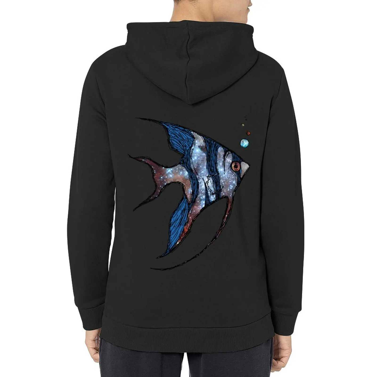 Angelfish in Space Hoodie ملابس أنيمي ملابس الشتاء ملابس أنيمي ملابس الخريف الكورية الرجال هوديي البلوز