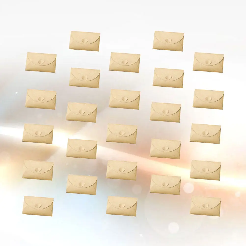 

100 шт. винтажных конвертов из крафт-бумаги с застежкой-сердечком, пустые, для хранения открыток, визиток, монет, чеков, подарочных карт