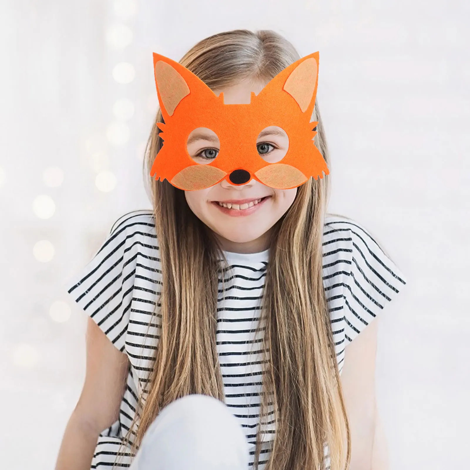 

5pcs Animal Masks Felt Fox Half Face Costume Mask for Kids Party Halloween Carnival Decorative Reusable Lightweight Prop