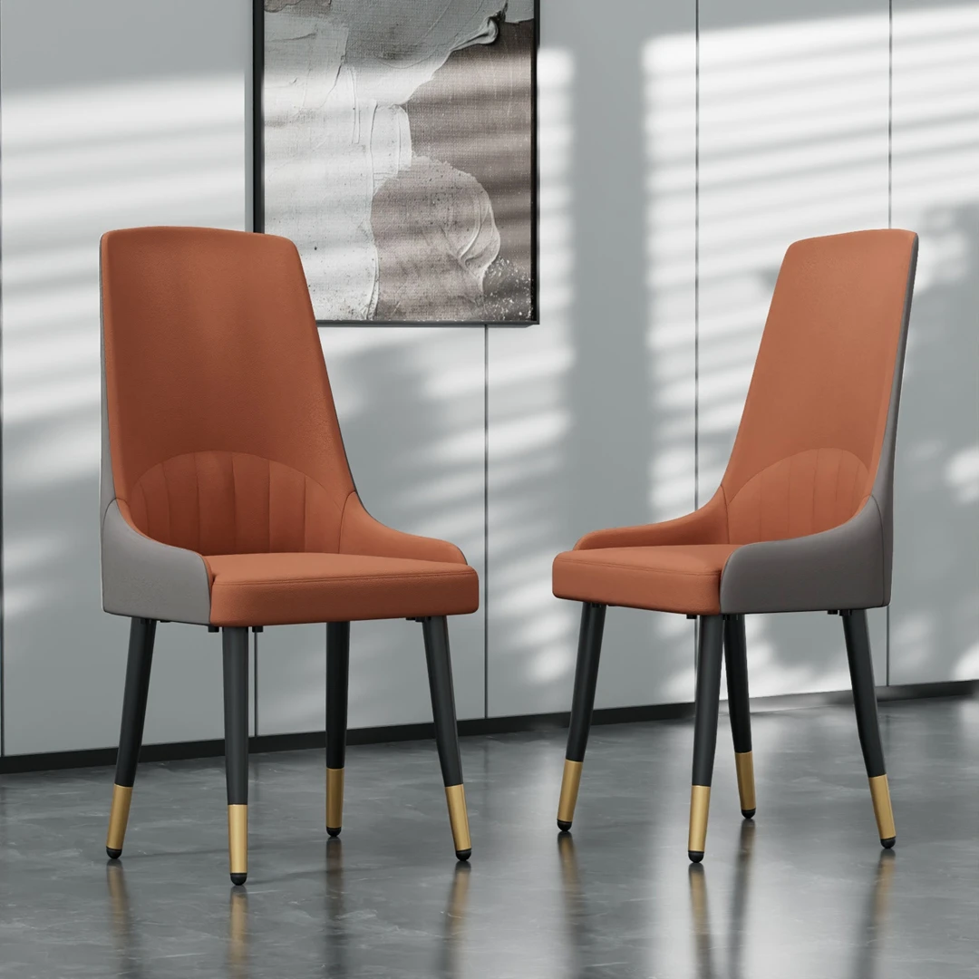 Factory Direct 2026 2-Piece Microfiber-Silicone Leather Dining Chairs, Modern Metal Legs Accent Chair for Living/Dining/Kitchen