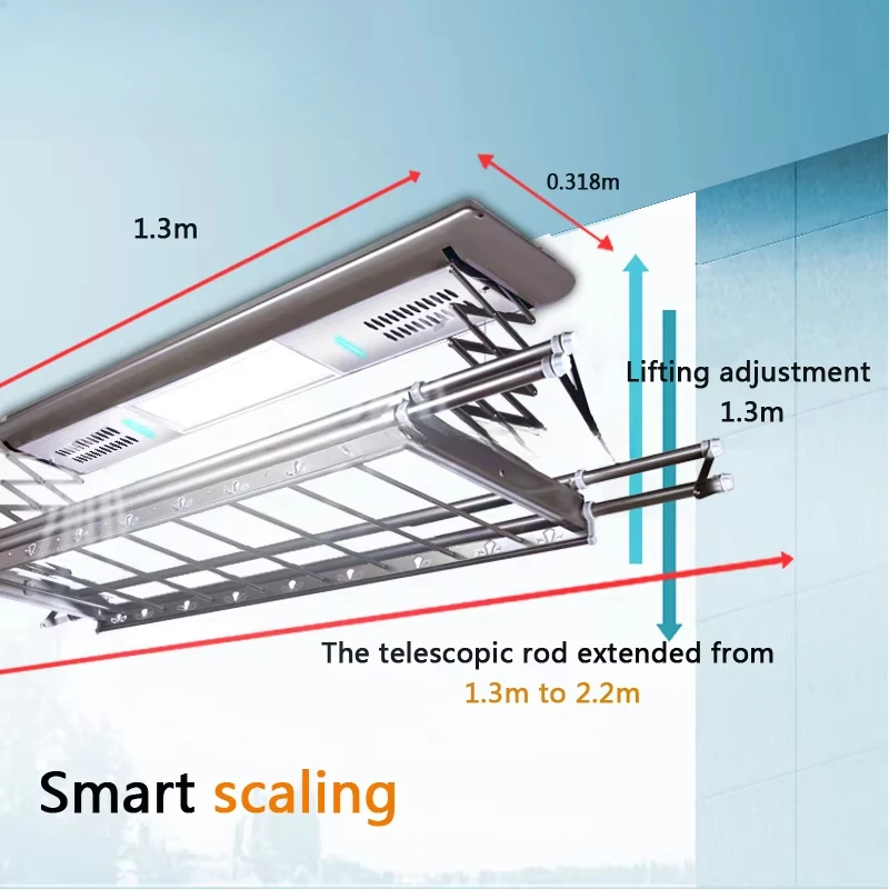 Smart Electric Automatic Balcony Mounted Clothes Rack Rails Remote Controlled Aluminum Ceiling  Drying Hanger Garments