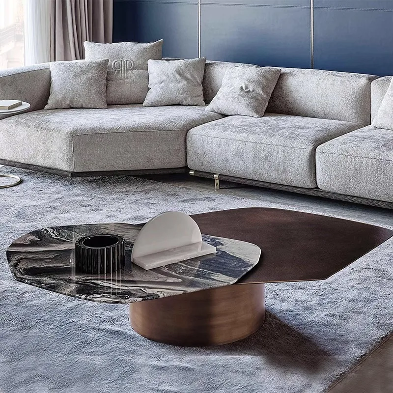 طاولة القهوة الدوارة الرخامية الفاخرة الخفيفة لغرفة المعيشة الجديدة تخلق بساطتها الإيطالية #3