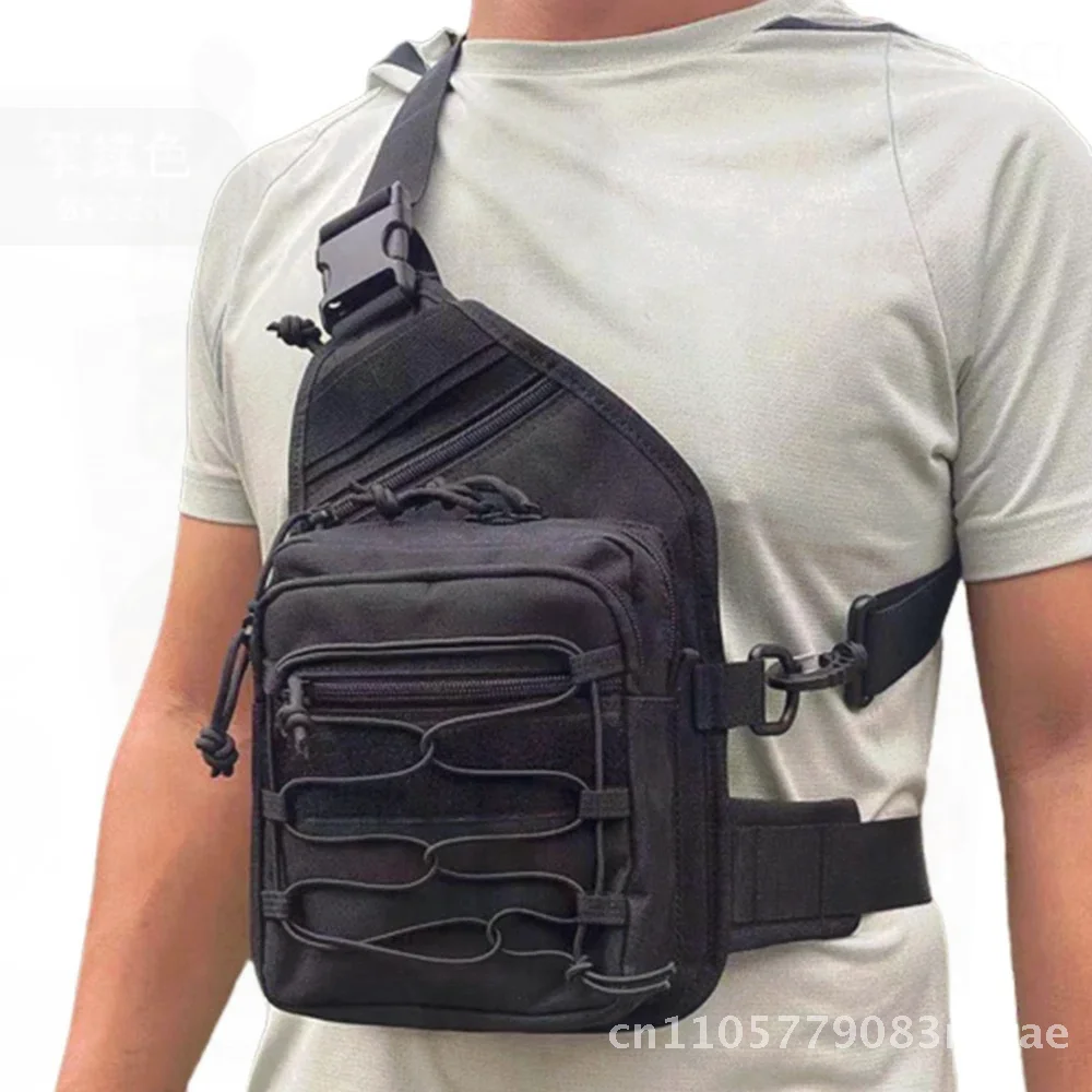 Outdoor Tactical Small Chest Bag Portable Crossbody Shoulder Bag for Cycling Mountaineering Solid Color Oxford Cloth