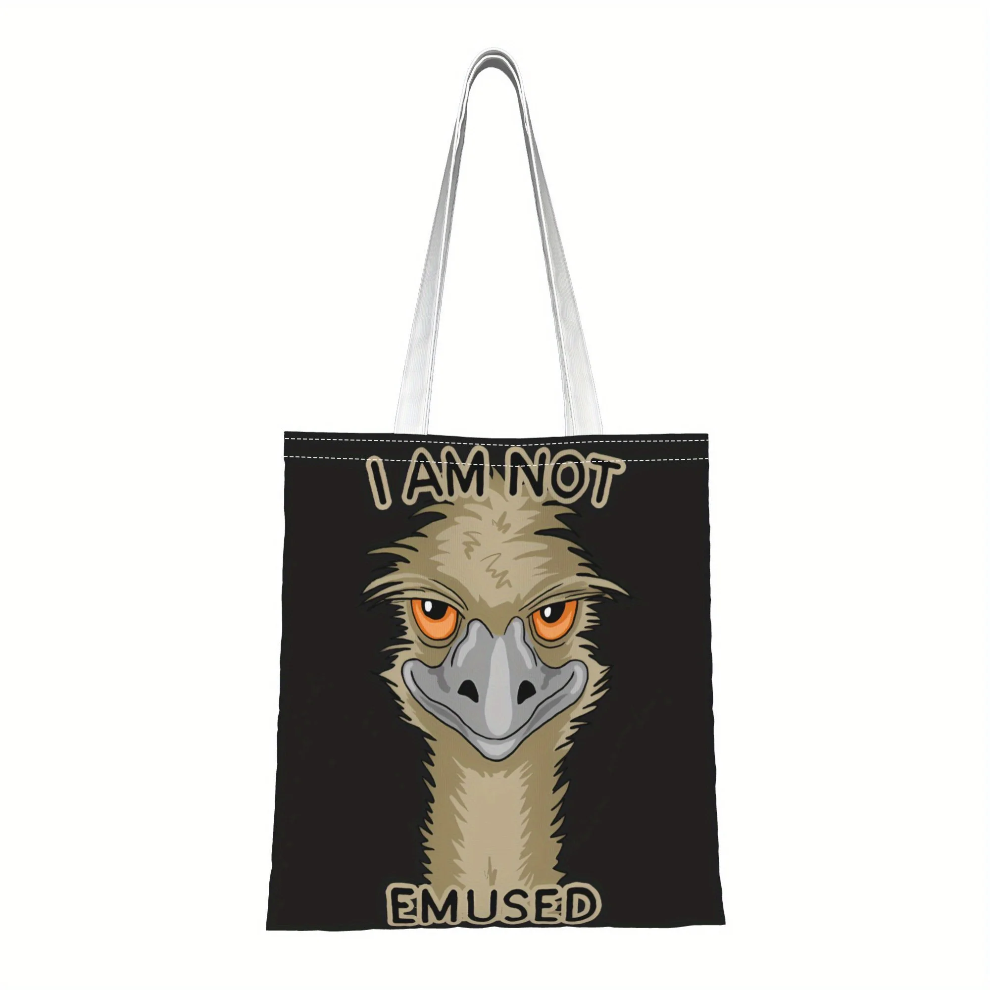 1pc Funny Emu Meme Print Tote Bag,Reusable Shopping Bag,Suit