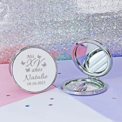 Mis Quince XV Años Party Favors Quinceañera Gifts for Guests Personalized Pocket Makeup Mirrors Girls 15th Birthday Souvenirs
