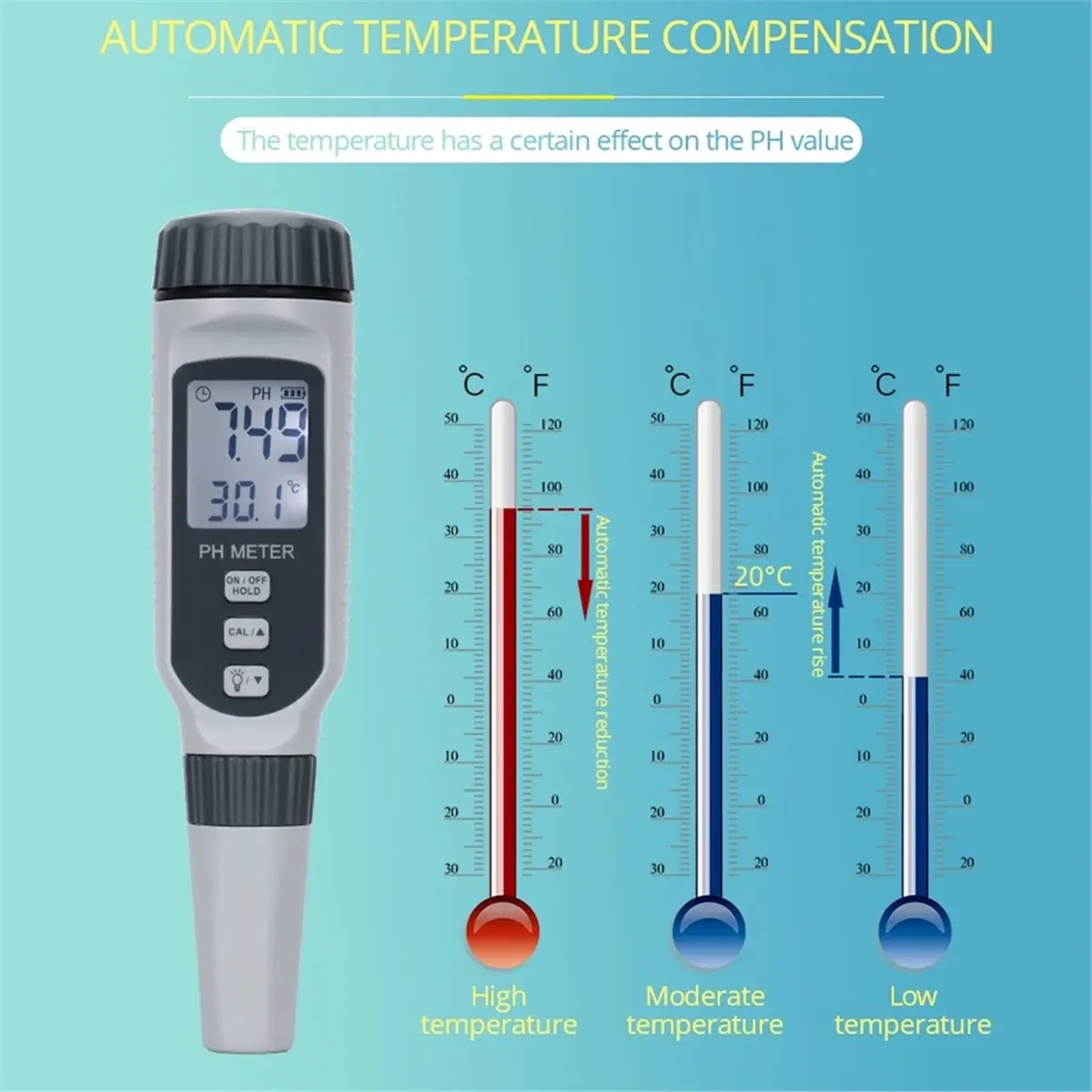 T22C PH Meter Pen, Rechargeable Water Quality Monitor for Aquariums and Pools