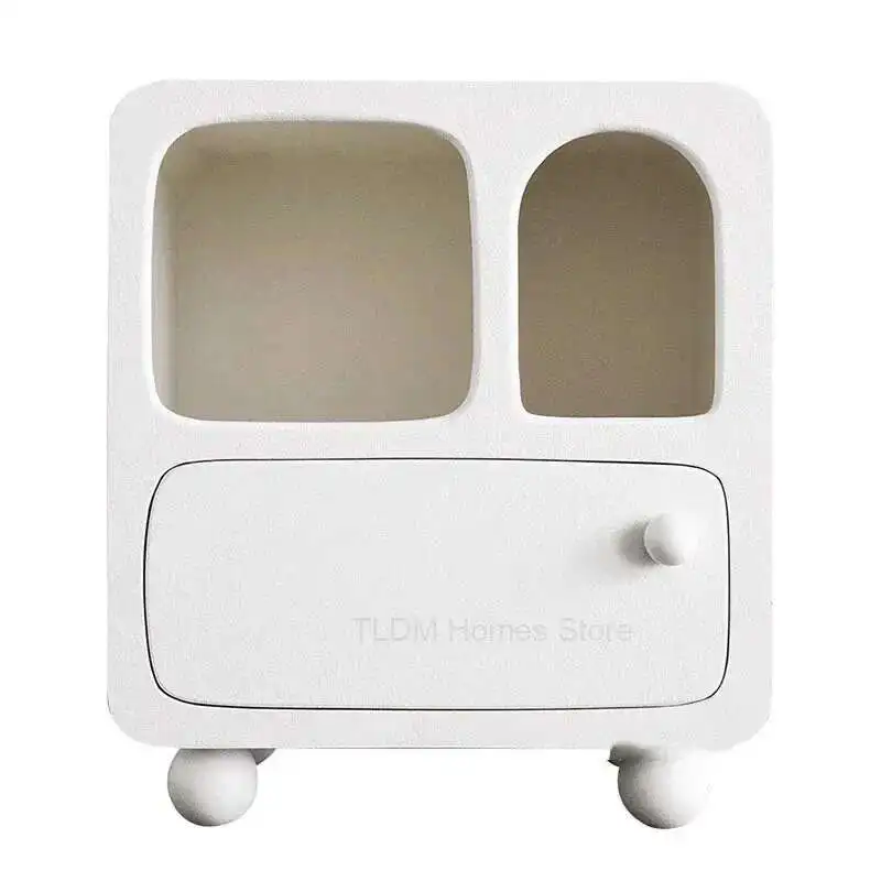 

French Retro Nightstand Bedroom Furniture Night Table 협탁 Creative Cream Style Household Design Upscale White Bedside Table