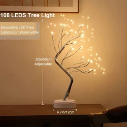 1PC 108 Leds Tree Light With USB&Battery Operated Touch Switch Copper Wire Tree Branch Lamp For Outdoor And Indoor Decoration