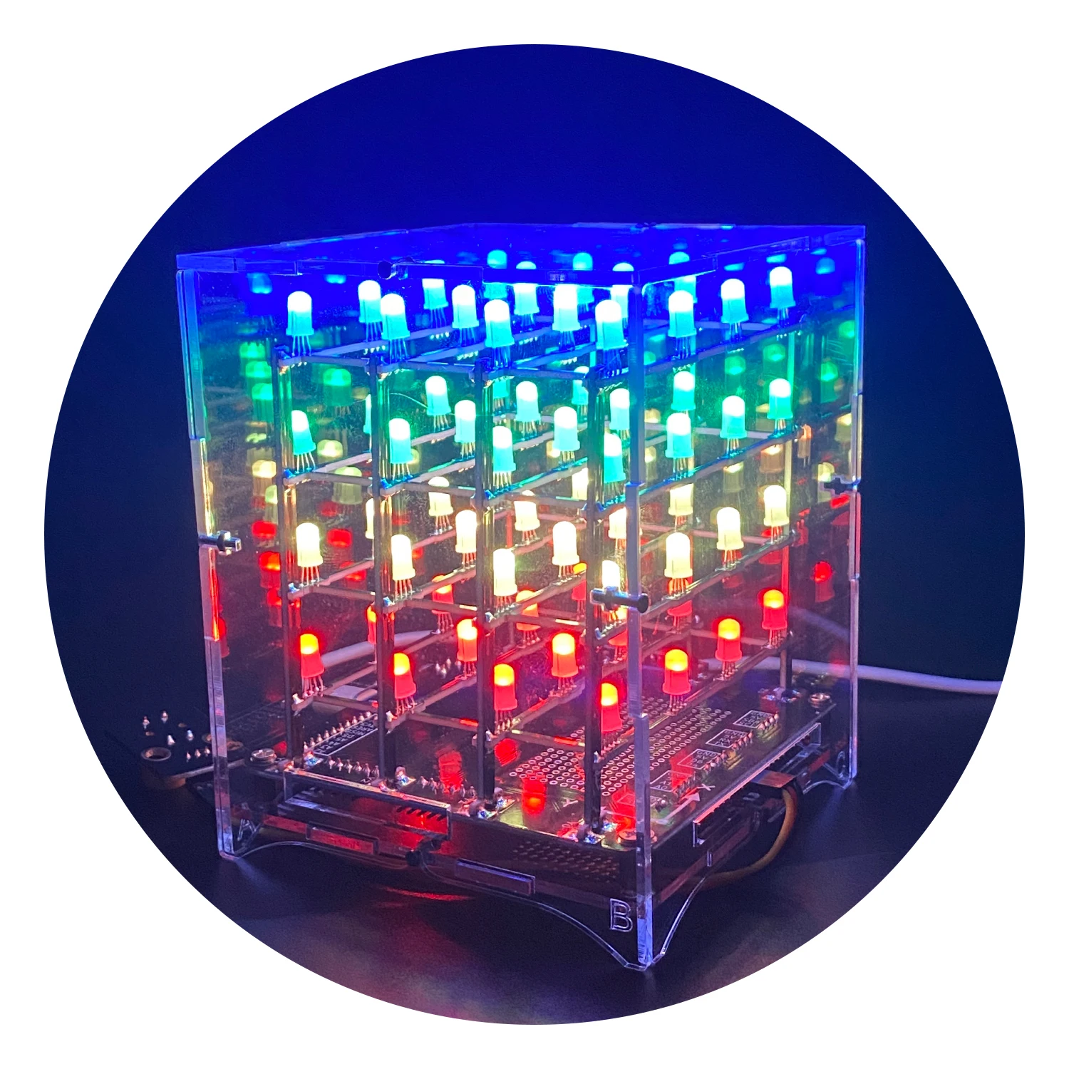 KEYESTUDIO 4x4x4 fai da te RGB LED Cube Kit elettronico per Arduino Leonardo supporto Scratch programmazione potenziometro controllo vocale