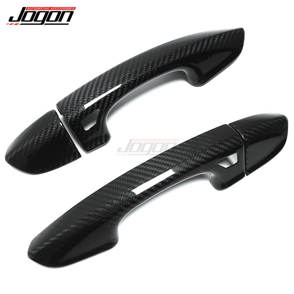 4pcs For Ford Mustang 2015- 2020 GT GT350 Real Carbon Fiber Side Body Door Handle Cover Trim Car Accessories With Smart Key Hole