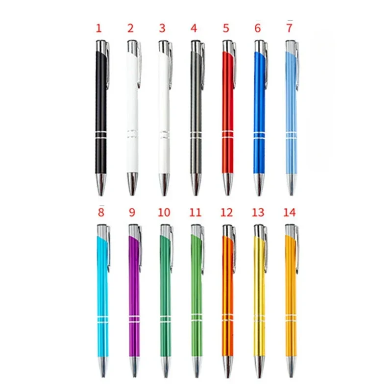 30/50/100 Pcs Free Engrave TEXT Custom LOGO Metal Ballpoint Pen Laser Logo Pens for Writing Stationery Office School Supplies