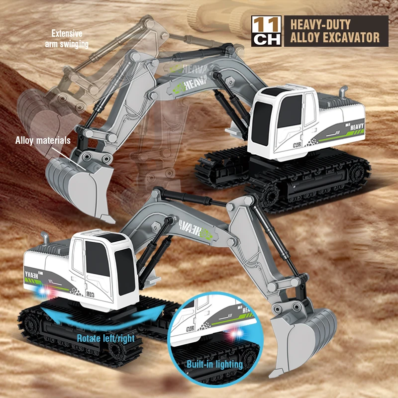 Rc حفارة 1:24 11Ch شاحنة تعمل بالتحكم عن بعد قلابة مع أضواء الموسيقى راديو التحكم سيارة البناء لودر أطفال بالريموت كنترول اللعب #4