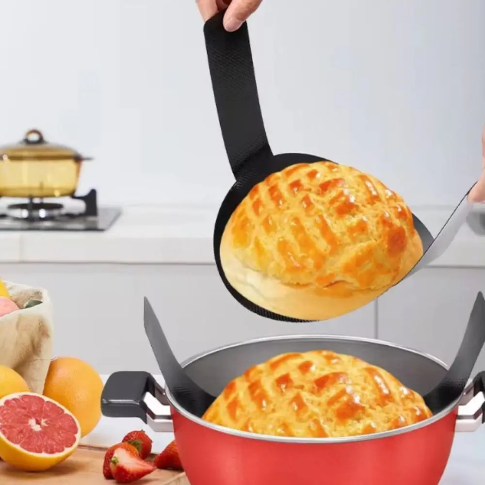 Pişirme Aracı yapışmaz Silikon Pişirme Mat Isıya Dayanıklı Yeniden Kullanılabilir Ekmek Sling Uzun Saplı Siyah Hollandalı Fırın Astarı Mutfak