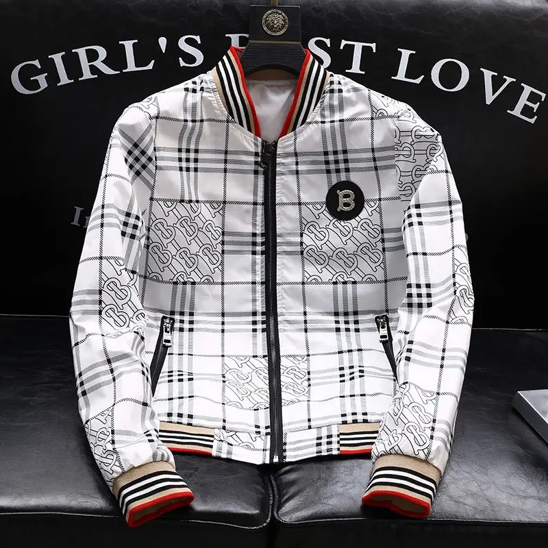 

Полосатая куртка с бейсбольным воротником, мужская белая куртка, новинка весны и осени 2025 года, красивый универсальный бейсбольный трикотаж, топ